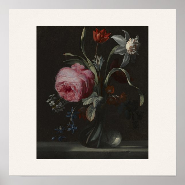 Flores en un Jarrón Póster Cuadrado de la Edad de  (Frente)