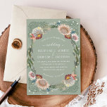 Flores esbozadas Invitación a la boda de sabios ún<br><div class="desc">Una exclusiva toma de la floral floral con toques de melocotón y marrón sobre un fondo sabio (personalizar el color de fondo a cualquier elección); ilustracion original de Becky Nimoy.</div>