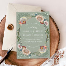 Flores esbozadas Invitación a la boda de sabios ún