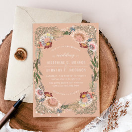 Flores esbozadas Invitación a la boda de tazas úni