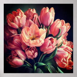 Flores estampadas de arte poster moderno