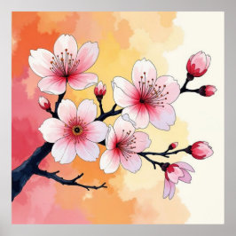 Flores estampadas de arte poster moderno