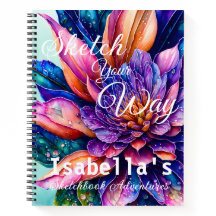 Flores exóticas elegantes, cuaderno de bocetos de