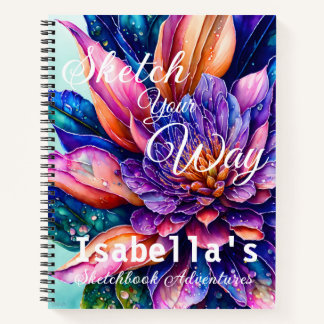 Flores exóticas elegantes, cuaderno de bocetos de