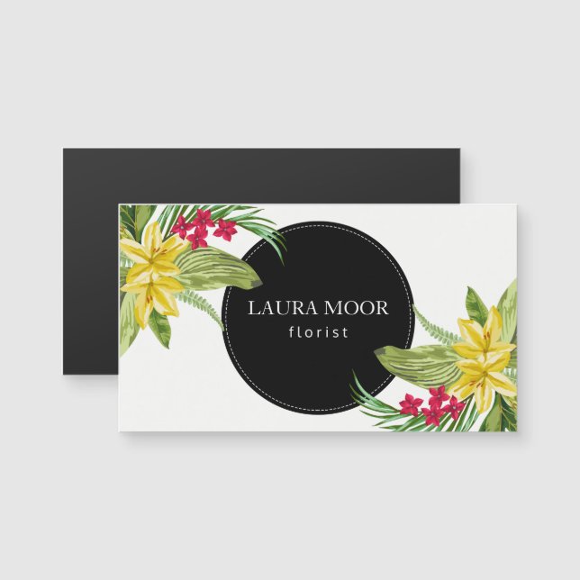 Flores Exóticas Y Círculo Negro (Anverso/Reverso)