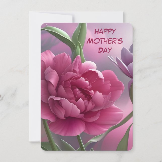 Flores felices del Día de la Madre, Peony, Floral, (Anverso)