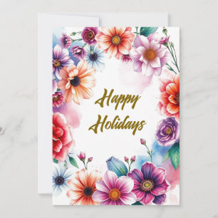 Flores Felices Fiestas Acuarela Feliz Navidad