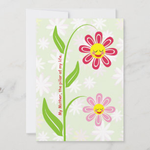 Flores felices tarjeta plana del Día de la Madre p