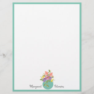 Flores femeninas simples membrete personalizado