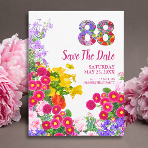 Flores Florales Cumpleaños 88, Tarjeta de Guardar