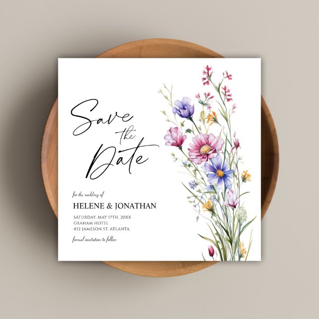 Flores Florales Elegantes Bodas Salvar La Fecha (Wildflowers Floral Elegant Wedding Save The Date)