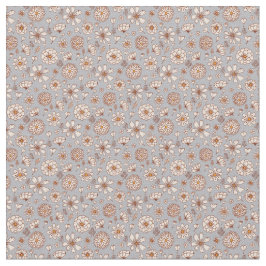 Flores florales patrón fondo gris Tela