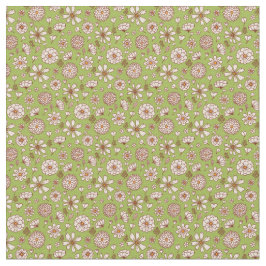 Flores florales patrón fondo verde Tela