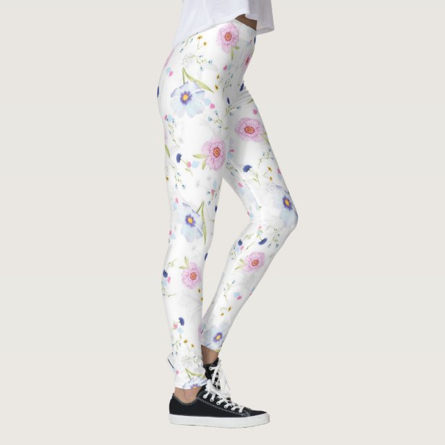 Flores florales suaves | Leggings de moda Personal (Derecha)