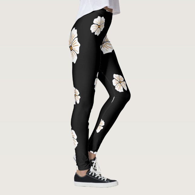Flores Flores Bloom Impresión Leggings - Elegante  (Derecha)
