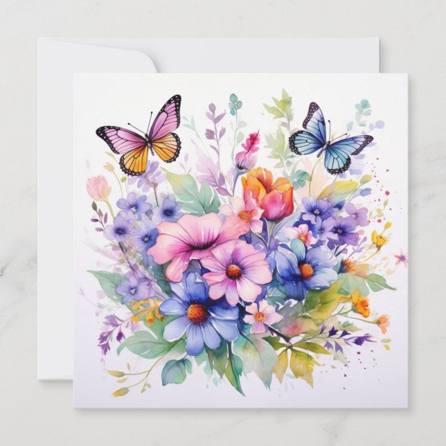 Flores fluctuantes: tarjeta de cumpleaños de jardí (Anverso)