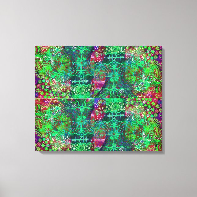 Flores fluorescentes impresión de lienzo cuádruple (Anverso)