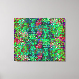 Flores fluorescentes impresión de lienzo cuádruple