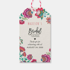 Flores folclóricas etiquetas de regalo de ducha de