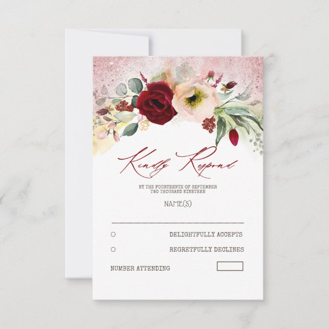Flores francesas Rosa Boda Purpurina de oro RSVP (Anverso)