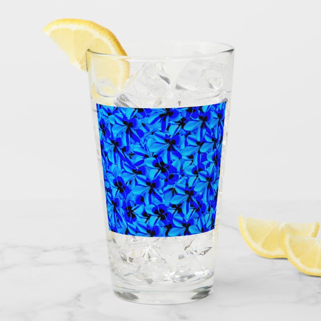 Flores frangipanes tropicales azules, vidrio para  (Anverso (hielo))