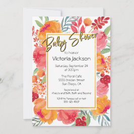 Flores frescas acuarela Bebé Invitaciones a la duc