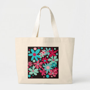 Flores funky azules y rosas en la bolsa de té.