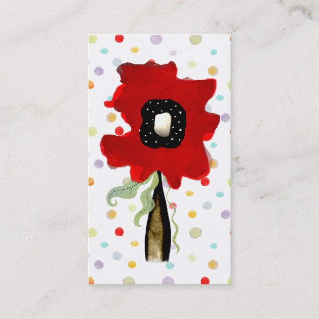 Flores giran líneas de cinta rojas tarjeta de visi (Anverso)