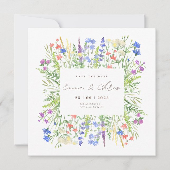 Flores Guardar La Invitación De Boda De Fecha (Anverso)