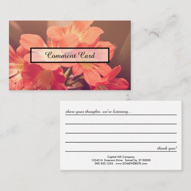 flores hermosas de la tarjeta del comentario (Anverso / Reverso)