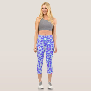 Flores hippy de moda Tema Capri Leggings