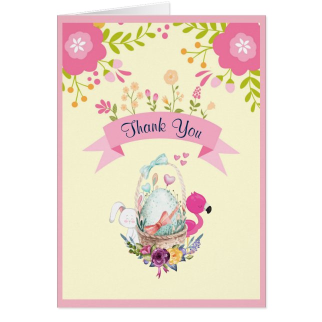 Flores, Huevos, Flamingo y Ducha de Conejo Gracias (Frente)