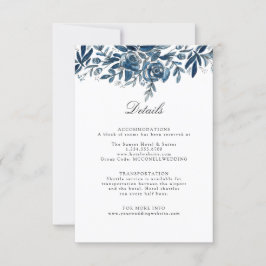 Flores índigo boda detalles tarjeta del recinto