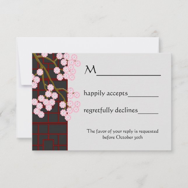 Flores japonesas y tarjeta RSVP de pantalla (Anverso)