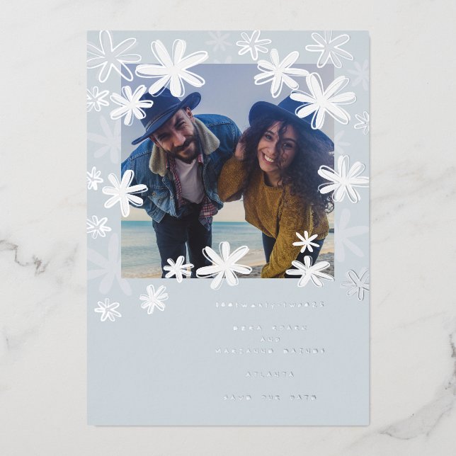 Flores juguetonas Guardar la tarjeta de fecha (Anverso)