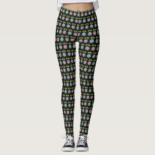 Flores Leggings Estilo multicolor