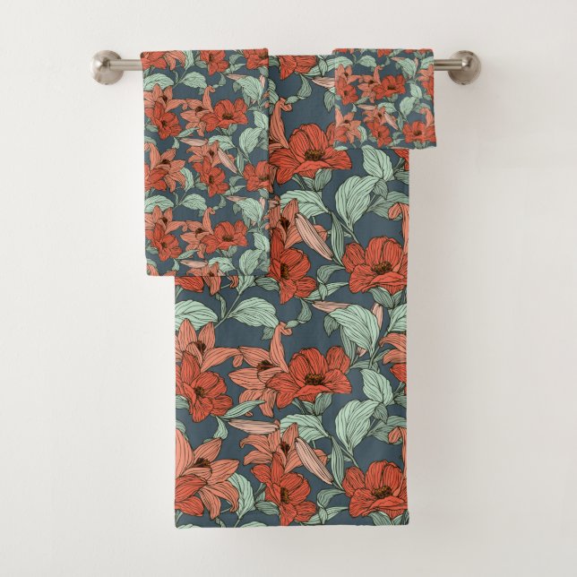 Flores Lily Foliage Red Pink Green (In situ)