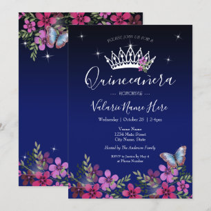 Flores Mariposa Quinceanera Invitación Presupuesta