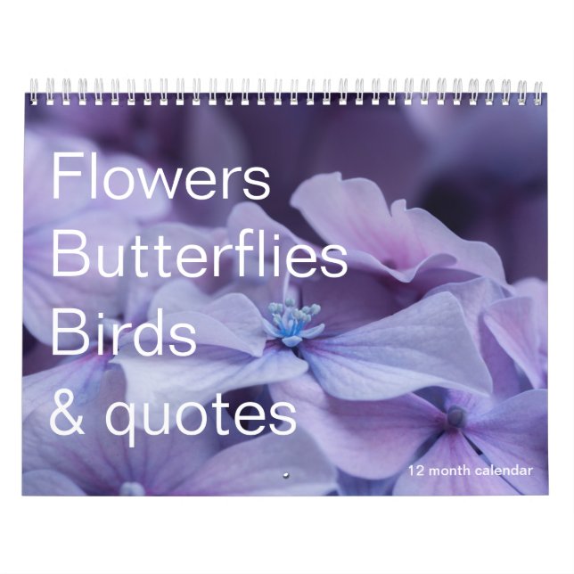 Flores, mariposas y aves Calendario de 12 meses (Tapa)