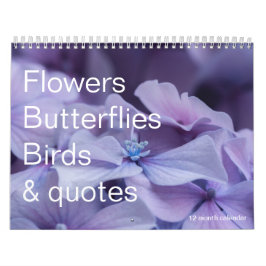 Flores, mariposas y aves Calendario de 12 meses