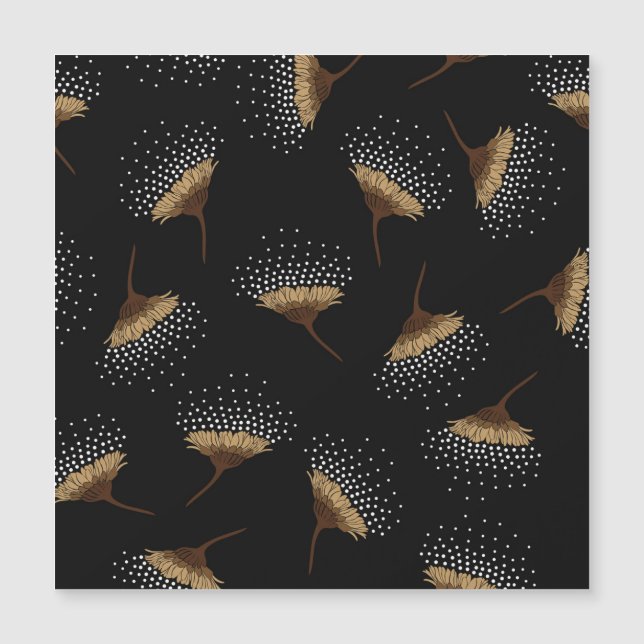 Flores marrones, fondo negro transparente. (Anverso)