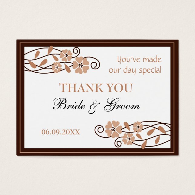 Flores Marrones Gracias A Boda Favor De Las Etique (Frente)