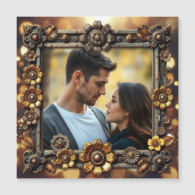 Flores metalizado Foto personalizada Steampunk (Anverso)