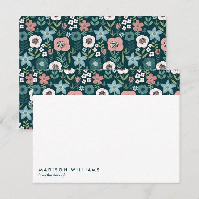 Flores Minimales Tarjeta de Nota Moderna Y Elegant (Anverso / Reverso)