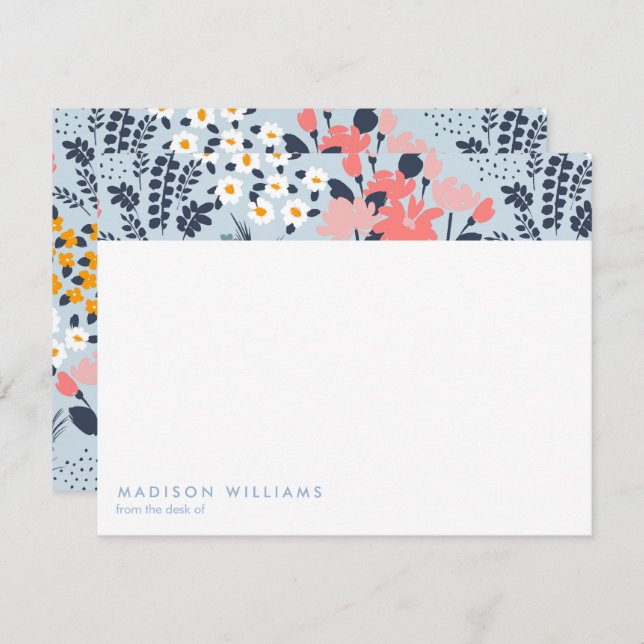 Flores Minimales Tarjeta de Nota Moderna Y Elegant (Anverso / Reverso)