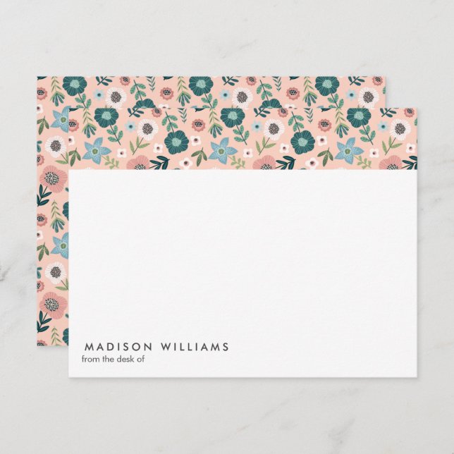 Flores Minimales Tarjeta de Nota Moderna Y Elegant (Anverso / Reverso)