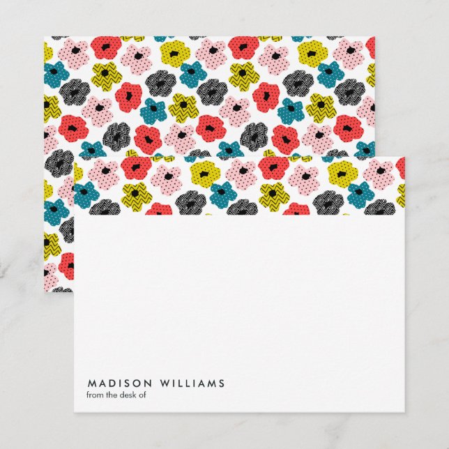 Flores Minimales Tarjeta de Nota Moderna Y Elegant (Anverso / Reverso)