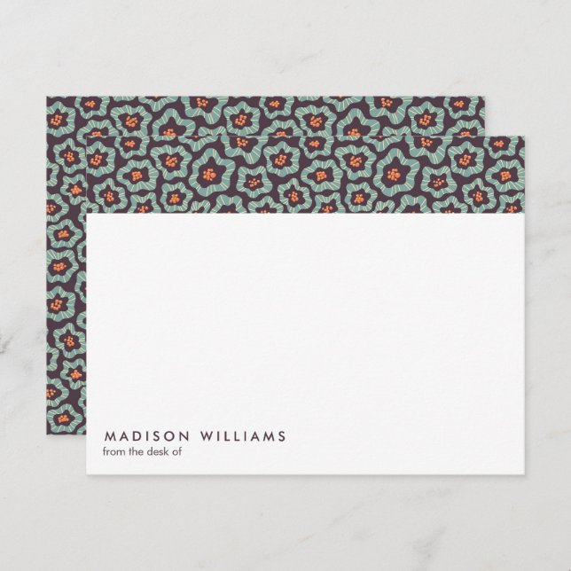 Flores Minimales Tarjeta de Nota Moderna Y Elegant (Anverso / Reverso)