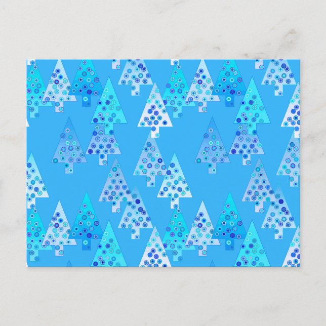 Flores modernas árboles de Navidad - azul cielo (Anverso)