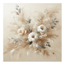 Flores modernas de color beige 2 Posters